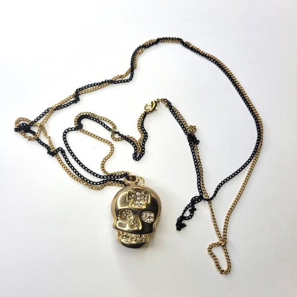 Gold Skull Pendant Necklace - Picture 4 of 13